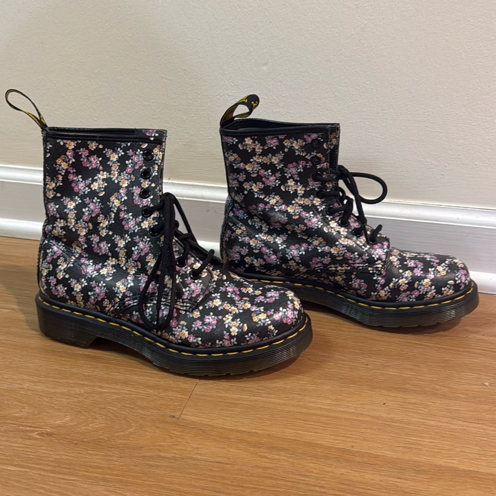 Dr. Martins floral boots. Size 4 UK, 37 EU, 6 US. Wore once.
